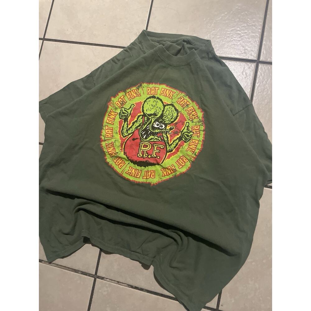 RAT FINK Hot Rod Culture Logo Y2K T-Shirt Size 2XL Big Daddy Ed Roth